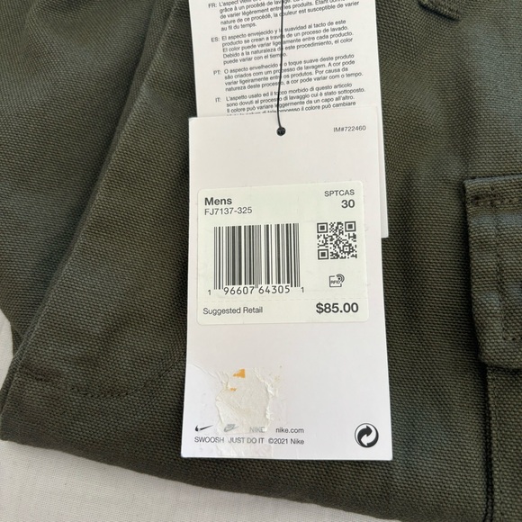 Nike Life Woven P44 Cargo Canvas Shorts Olive Green FJ7137-325 Men’s Size 30 - Picture 4 of 6